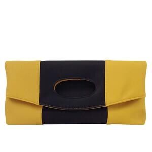 9833 Color Block Fold Over Clutch Purse Synthetic Leather Evening Bag